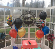 Birthday party decor and cake